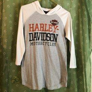 Harley-Davidson hooded shirt 3/4 sleeve medium